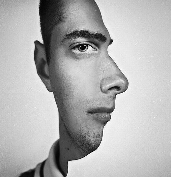Illusion d’optique confondant face et profil d’un visage